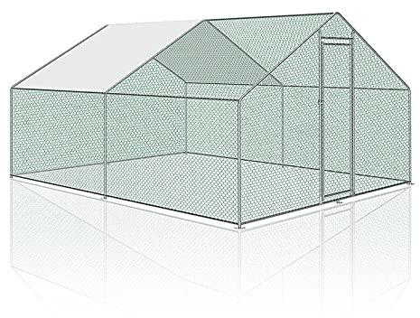 Lospitch Freilaufgehege Hühnerstall XXL 3x4x2m mit Schloss, Verzinkter Stahl Kleintierstall Voliere Outdoor Geflügelstall, für Hühnerkäfig Kleintiere Haustierkäfig Hasengehege