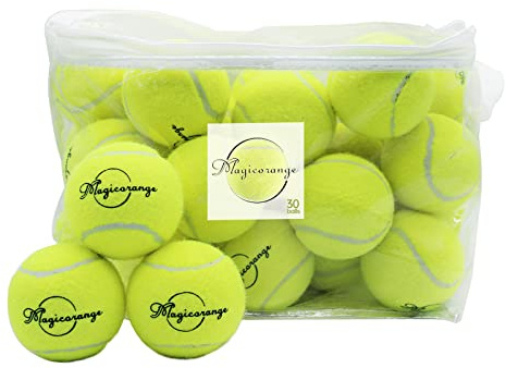 Magicorange Tennis Balls, 30 Pack Advanced Training Tennis Balls Practice Balls, Pet Dog Playing Balls, Come with Mesh Bag for Easy Transport, Good for Beginner Training Ball (Green)