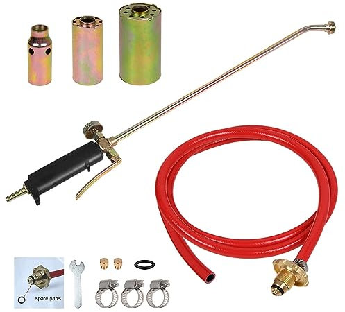 Butane Propane Gas Kit, Multi Purpose Roofers Heating Brazing Torch Weed Blow Burner Plumbers Kit with 3 Nozzle, 3.2cm, 4cm & 5cm + 2m Gas Hose