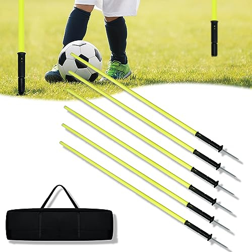 HENGMEI Set di 6 aste per slalom, per allenamento di coordinazione, per adulti, bambini, cani, 1,5 m