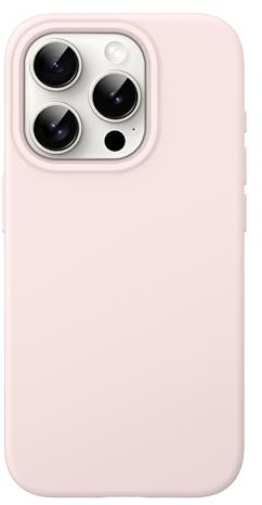JETech Silikon Hülle für iPhone 15 Pro Max, Hellrosa | Seidig Weiches Gefühl, Stoßschutz, Kratzfest, Mikrofaser-Innenfutter