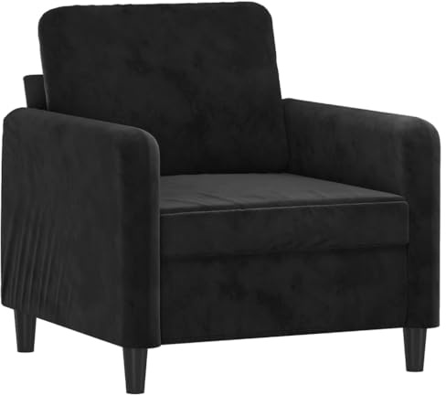 vidaXL Sillón, Asiento con Reposabrazos Respaldo, Sillón de Descanso Relax Televisión, Sofá Tapizado para Salón Hogar, Terciopelo Negro