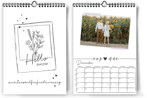 Fotokalender 2025 zum selber gestalten I Schwarz Weiß I Bastelkalender DIN A4 I DIY Kalender I Hochwertiger Wand-Kreativ-Kalender 2025 zum Selbstgestalten I Foto Bilder einkleben
