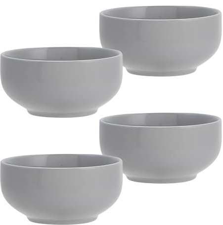 Dowbom Large Cereal Bowls Set, 400ml Soup Bowls Microwave Safe, Rice Bowls, Breakfast Bowls, Ceramic Cereal Bowls (Gray,4 Pack)