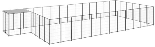 DYRJDJWIDHW transportbox Hund,hundetransportbox Auto,Hundezwinger Schwarz 22,99 m² StahlEntworfen für Garten und Terrasse.