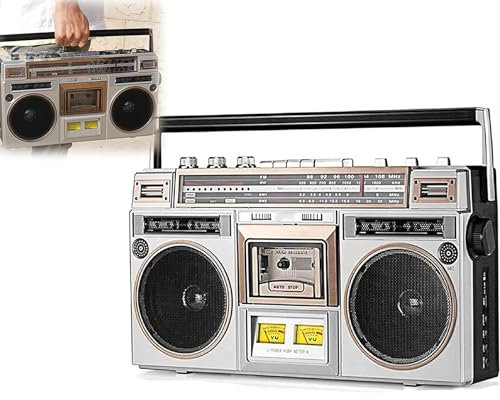 Boombox Retro con Casete, Boombox Retro clásico de Estilo de los años 80, Reproductor de Cintas de CD, con Radio FM y Dab+, Adecuado para familias, escuelas y restaurantes Antiguos