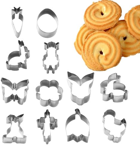 Ostern Plätzchenausstecher, Ostern Ausstecher Set, 12 Stück edelstahls Keksausstecher, Hase Karotte Schmetterling Osterei Plätzchenformen, Lustige Feiertags Backform Für Partys Dekoratio