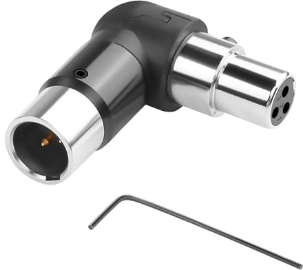 QIANRENON Einstellbarer 90° Winkel Mini XLR Mikrofon Adapter Vergoldet 3Pin mini-XLR Stecker auf Mini xlr Buchse Rechter Winkel Anschluss Extender, für Kabelloses Mikrofon am Revers, Camcorder