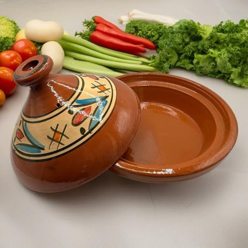 Tajine XL 35 cm in Terracotta Dipinta a Mano – Pentola Tradizionale Marocchina/Tunisina + Ebook Gratuito 1404251112