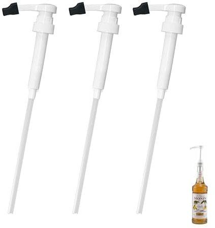YXIING 3 Pcs Syrup Pump 1 Litre, Pump for Coffee Syrup Bottle with Tip Cover Included, Applicable to Bottles Within 28cm in Height