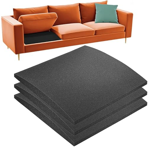 Dazzluxe Soportes para Cojines De Sofá De 60 x 60 cm, Tablas Negras De Soporte De Cojín De Sofá para Asientos Caídos, Repuesto De Espuma Curva De Alta Densidad para Reparar Sofás De Caídos (3 Pieza)