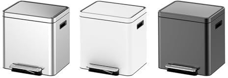 LIZHOUMIL Dual Compartment Stainless Steel Step Trash Can with Soft-Close Lid – 2 Removable Buckets for Waste and Recycling Separation, Ideal for Kitchen Use