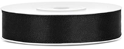 Satinband Polyester Schleifenband Seidenband Geschenkband 6/12/25/38/50/100 mm x 25 m (Größe 12mm x 25m - Farbe Schwarz)