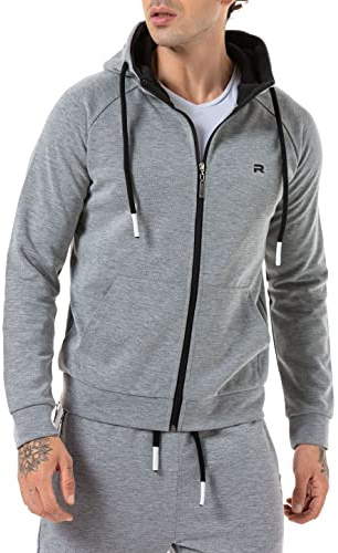 Redbridge Sweatjacka för män med huva sweatshirt, GRÅ, XXL