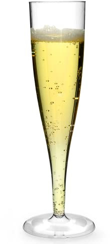 AIOS Use-Reuse-Recycle Plastic Prosecco/Champagne Flutes. Capacity160ml (Pack of 100)