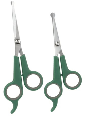 Lot de 2 ciseaux de toilettage professionnels pour chien avec pointe ronde de sécurité pour animal domestique (vert)