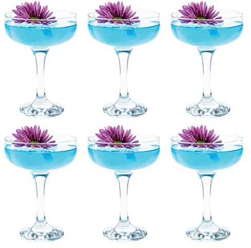 Vikko Martini Glasses Set of 6, Crystal Clear 8.5 Ounce Coupe Glasses with Small Stem, Cosmopolitan Glasses for Martini, Vodka, Cocktail, Short Stemmed