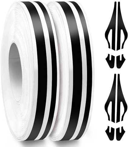 Spurtar Cinta Pinstriping para Coche - Fileteado Adhesivo de Vinilo para Auto y Moto, Línea Central 5mm con Espacios 2.5mm, 19.6m Negro