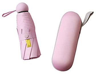 Ombrellone,Ombrellone da viaggio pieghevole,Ombrelloni anti-UV a 8 costole Ombrelloni anti-pioggia e sole Pieghevoli Capsula Ombrellone da spiaggia Mini Ombrello tascabile for donna ( Color : Pink wit