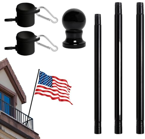 Flag Pole Kit | Multi-Purpose Heavy Duty Flag Pole for Truck,Flag Poles for Outside House, Stainless Steel Flagpole Rings Hardware Kit for Schools, Garden, Patio