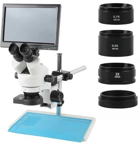 Stereo Microscope with HDMI Camera and LCD Monitor for High Magnification Viewing and Digital Imaging