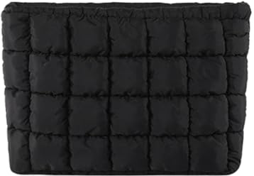 Pochette da donna – Borsa a mano grande capacità | Borsa alla – Design trapuntato in tinta unita, interno spazioso a più scomparti, ideale per donne e ragazze, occhiali da telefono, Nero,