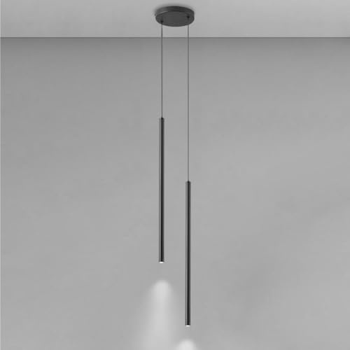 KXEcoLife Lámpara Colgante LED Minimalista, lámpara de Techo Tipo araña de Tubo Negro, luminaria Colgante cilíndrica, Luces suspendidas Modernas para Sala de Estar, Dormitorio, Oficina, Rest