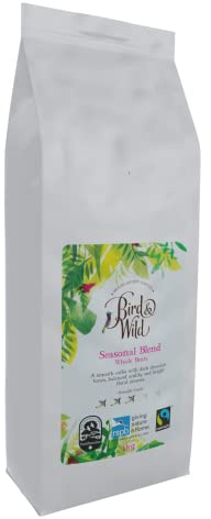 Fairtrade Organic Coffee Beans 1kg - Medium Roast - Shade Grown Bird Friendly Certified - Bird And Wild Coffee - All Coffee Machines - Strength 3 - Donation to RSPB -100% Arabica