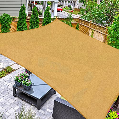 AsterOutdoor Sun Shade Sail Rectangle 16' x 16' UV Block Canopy for Patio Backyard Lawn Garden Outdoor Activities, Sand