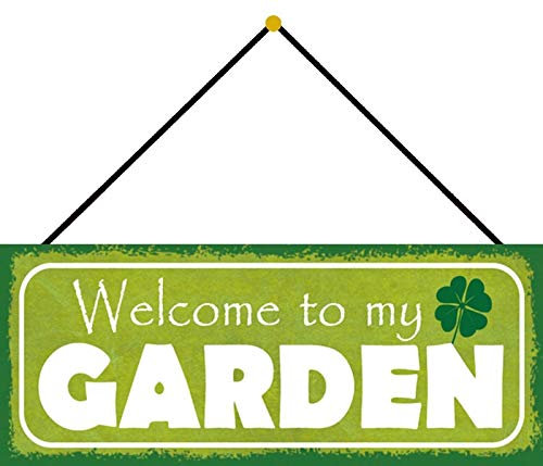 Schatzmix Garten Welcome to … Metallschild 27x10 cm Deko tin Sign mit Kordel Blechschild, Blech, Mehrfarbig