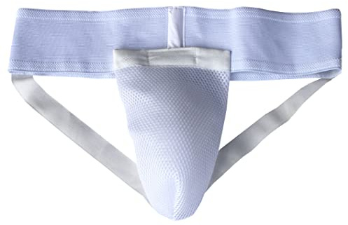 Lisaro Herr djupskydd vit storlek S-M-L-XL-XXL djupskydd män män djupskydd testiklar underkroppsskydd suspensorium mesh microsoft (S)