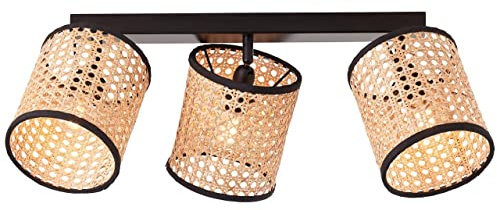 BRILLIANT Lampe, Wiley Spotbalken 3flg holz hell/schwarz, 3x D45, E14, 60W, Köpfe schwenkbar