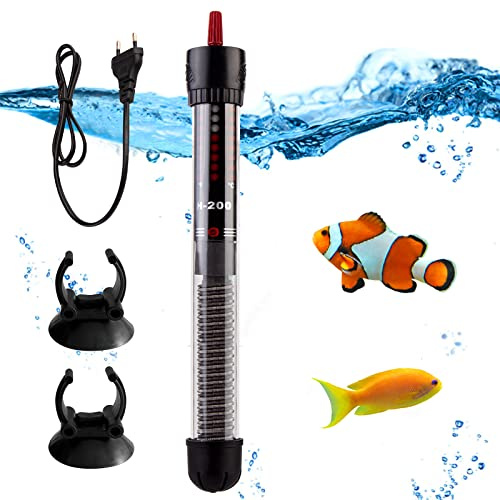 Calefacción de acuario de 100 W, termostato ajustable, mini calentador de acuario, calentador de acuario ajustable, varilla calefactora para tanques de peces y acuario, con 2 secciones de cubierta