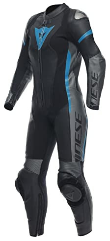 Dainese Grobnik 1-Teiler Damen Motorrad Lederkombi, schwarz/grau/blau, 46
