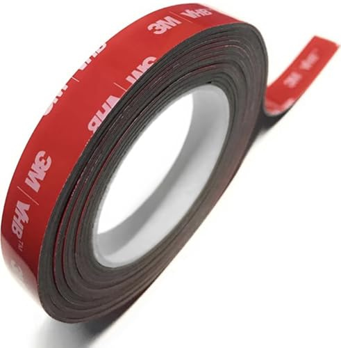 3M Double Sided Tape | Heavy Duty | Size 12mm x 3 Metres | Thickness 1mm | Colour Grey | for Car, Home, Decor, Signage and more | Comes with IPA Surface Cleaning Wipe and Instructions