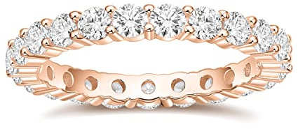 Titaniumcentral 3mm Damen Eternity Ring Silber 925 Zirkonia Volle Ewigkeitsringe Vorsteckring Schmal Verlobungsringe Eheringe Trauringe Memoire Ringe