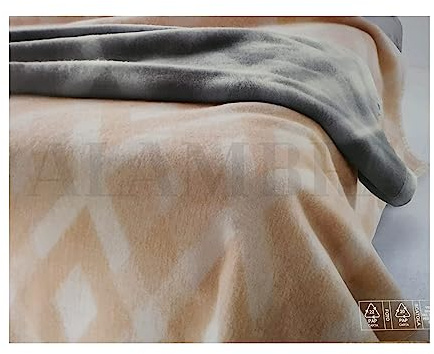 SOMMA ALAMBRA MORBIDISSIMA COPERTA 100% PURA LANA VERGINE PER LETTO MATRIMONIALE DIMENSIONE 230X270CM (MATRIMONIALE, CORDA)