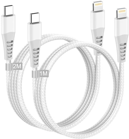 Cavo USB C Lightning 2M+1M[Certificato A-pple MFi], Cavo iPhone USB C Cavo Lightning USB C Cavetto iPhone Cavo Ricarica iPhone Filo Cavo Caricatore per iPhone 14 Pro Max/14 Plus/13/12 Mini/11/XS/8/SE