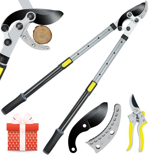 Jardineer Loppers for Tree Trimming Heavy Duty with Compound Action, Labor-Saving Branch Cutter with 2 Inch Capacity, 5-Level Extendable 28-39 Inch Telescoping Handle Tree Trimmer for Yard Work