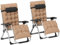 Outsunny 2 Piece Reclining Zero Gravity Chair Metal Frame Folding Garden Sun Lounger with Cushion Headrest, Khaki