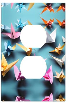 Cubiertas de salida con impresión de grúas de papel de origami, 1 placa de pared de tamaño estándar, cubiertas de placas frontales de policarbonato de doble salida