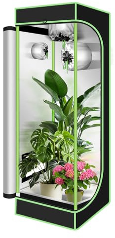 Ollewiellan Growzelt 40x40x120 cm – Indoor-Growzelt wasserdicht mit transparentem PVC-Fenster – Growtent Zuchtzelt für Hydrokulturen zur Pflanzenzucht