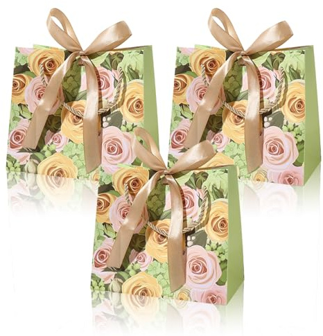 BSITSSS 3 PCS Sacchetti Regalo Medie, 25x20x12cm Sacchetti di Carta con Manici, Rosa Sacchetto Regalo Compleanno, Gift Bag per Donne Ragazze Damigella Donore Compleanno Matrimonio