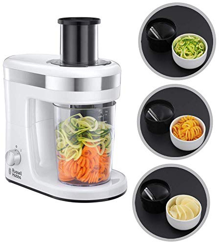 Russell Hobbs Ultimate - Espiralizador de Verduras y Fruta (300 W, Blanco y Gris, 3 Accesorios, sin BPA) - ref. 23810-56