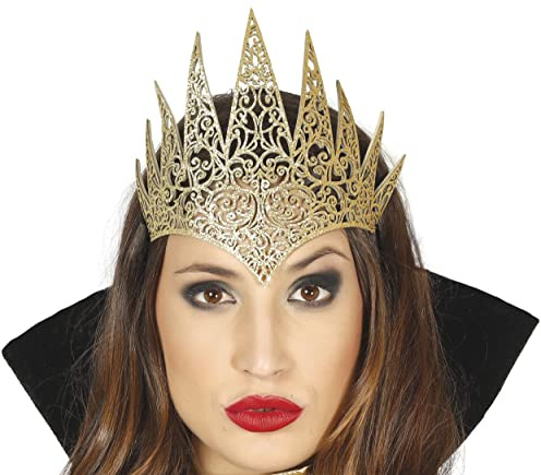 FIESTAS GUIRCA | Diadema Regina Dorata (Taglia Unica) - Accessorio per Costumi per Feste Medievali, Fiabe e Giornata del Libro - Ideale per Donna Adulta - Oro