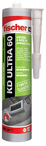 Fischer KD ULTRA 60 Grigio, Sigillante Adesivo Extra Forte MS Polimerico - Resistente agli Agenti Atmosferici, Colla Multimateriale, per Interni ed Esterni, Verniciabile e Levigabile - 290 ml