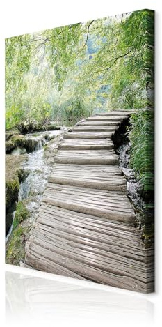 decomonkey Wandbilder Natur 40x60 cm 1 Teilig Leinwandbilder Kunstdruck | Strukturleinwand, Holzkeilrahmen, Bild auf Leinwand, Wanddeko, Wohnzimmer, Wanddekoration, Wald, Baum