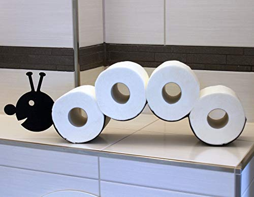 DanDiBo Toilettenpapierhalter Raupe WC Ersatzrollenhalter Toilettenrollenhalter Wand Schwarz Metall Papierhalter Rollenhalter