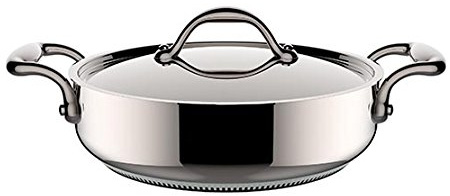 Lagostina Accademia – Casserole basse à 2 poignées avec couvercle en acier 24 cm – 2,6 l – Compatible avec plaques à induction
