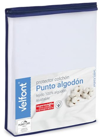 Velfont - Protector Punto Algodón 90, Blanco